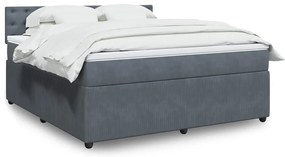 vidaXL Pat box spring cu saltea, gri închis, 180x200 cm, catifea
