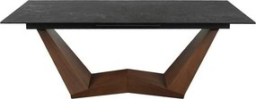 Masa extensibila BONUCCI, negru cu efect de marmura/maro, 200/250x98x7
