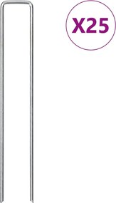 vidaXL Țăruși de pământ în formă de U 25 buc. 20x4 cm oțel galvanizat