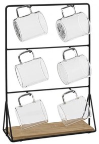 Set 6 cani Espresso Mrya, sticla, suport metalic, 100 ml