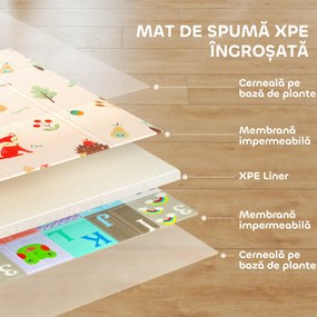 AIYAPLAY Covoraș pentru Copii 0-3 Ani cu Numere și Litere, Suprafață Impermeabilă, din XPE Multicolor, 176.5x148x1 cm | Aosom Romania