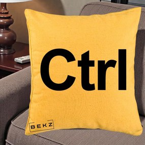 Perna Personalizata Tasta Ctrl Tipografie Bold, 40x40 cm, Galben, Husa Detasabila, Perna Inclusa, BEKZ®