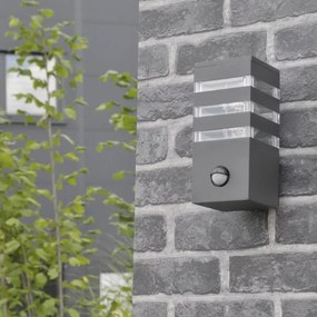Aplica de perete exterior TEKSAS 1xE27/12W/230V IP44 antracit cu senzor