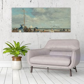 Tablou - Eugène Boudin, Beach  at Trouville, reproducere (120x50 cm)