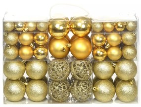 vidaXL Set globuri de crăciun 100 de piese, 6 cm, auriu