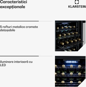 Klarstein Shiraz 29 Duo, frigider pentru vin, 2 zone, 80 l/29 sticle, 5 - 22 °C, atingere, negru