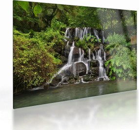 Tablou pe sticlă - Cascadă tropicală (70x50 cm)