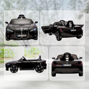 Mașină electrică pentru copii 3-8 ani cu licență BMW cu telecomandă, claxon și faruri, 115x67x45cm negru-roșu-albastru deschis HOMCOM | Aosom Romania