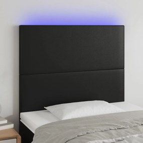 Tablie de pat cu LED, negru, 80x5x118 128 cm, piele ecologica 1, Negru, 80 x 5 x 118 128 cm