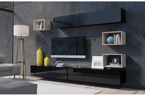 Mobilier living Calabria C31 BLACK (Negru + Stejar artisan) (fără iluminat). 1051573