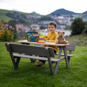 Bancă de grădină pentru copii, lemn, gri/ natural, ABALO