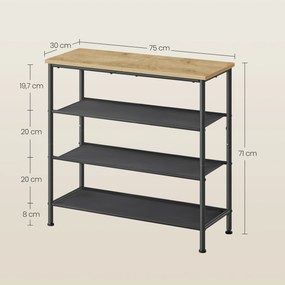 Dulapior incaltaminte TAYLOR ARTISAN cu structura neagra 75x71 cm, 3 rafturi