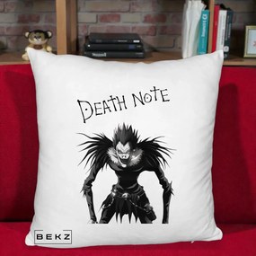 Perna Personalizata Death Note Ryuk Shinigami Alb-Negru, 40x40 cm, Alb Pufos, Husa Detasabila, Perna Inclusa, BEKZ®
