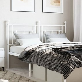 374420 vidaXL Tăblie de pat metalică, alb, 135 cm