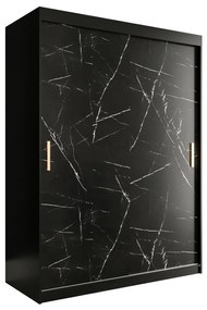 Dulap de haine 150 cm Marbelo T (mat negru + marmură neagră). 1064541