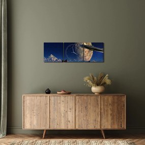 Tablou - Vizita extraterestrului (cu ceas) (90x30 cm)