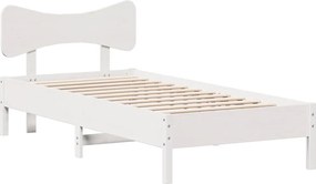 vidaXL Cadru de pat fără saltea, alb, 75x190 cm, lemn masiv de pin