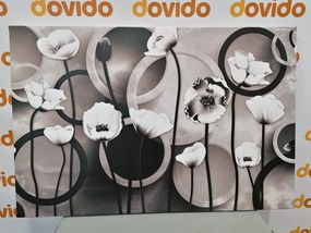 Tablou maci pe un fundal abstract în design alb-negru