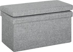 HOMCOM Bancă Pliabilă cu Spătar și Compartiment de 77L, Acoperire din Țesătură, 76x50x73 cm, Gri | Aosom Romania