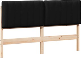 vidaXL Tăblie tapițată Maro și negru 150 cm Lemn de pin masiv