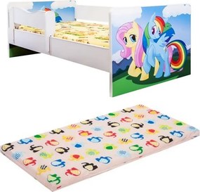 Pat junior Unicorn Blue cu saltea inclusa
