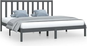 vidaXL Cadru de pat, gri, 200x200 cm, lemn masiv de pin