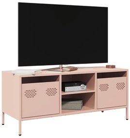 vidaXL Dulap TV, roz, 101,5x39x43,5 cm, oțel laminat la rece