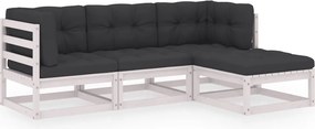 vidaXL Set mobilier de grădină cu perne, 4 piese, lemn masiv de pin