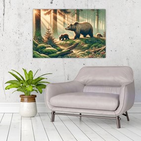Tablou - Urși în pădure (90x60 cm)