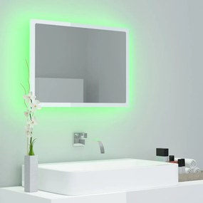 Oglindă de baie cu led, alb extralucios, 60x8,5x37 cm, pal