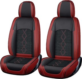 Set huse scaune Premium 5 Locuri Carguard Deluxe Piele Ecologică Perforată Și Textil - Roșu Închis - Negru - protecție interior