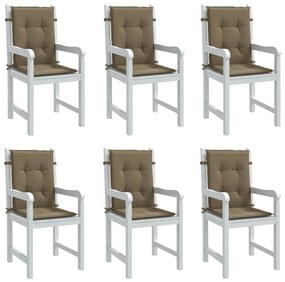 vidaXL Perne scaun cu spătar mic 6 buc. melanj taupe 100x50x4cm textil