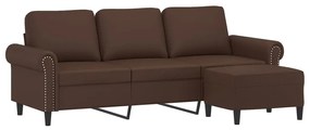 Canapea cu 3 locuri si taburet, maro, 180 cm, piele ecologica Maro, 212 x 77 x 80 cm
