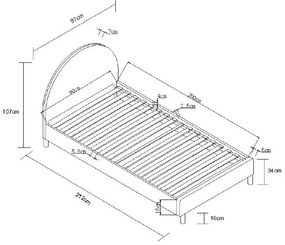 Pat single alb tapițat cu somieră 90x200 cm MOON – Vipack