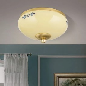 Orion - Plafonieră LANDHAUS, 1xE27/60W/230V, Ø 21 cm, alamă/bej/albastru