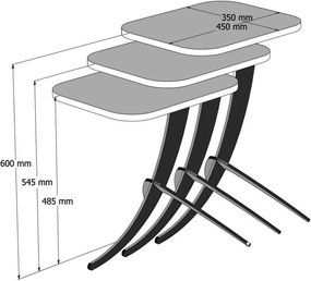 Set de măsuțe auxiliare Pion Walnut, 3 bucăți