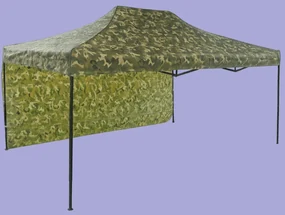 Pavilion de grădină  3x4,5m – din oțel, 1 perete lateral, Camuflaj