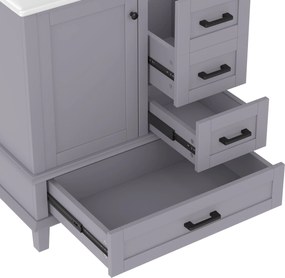 Dulap de baie pe podea cu chiuvetă, spațiu de depozitare variat, 76x46x83,5 cm, Gri