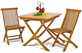 Masă de grădină din lemn DIVERO, lemn de tec, 80 x 80 cm