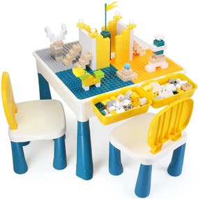 Set masa lego pentru copii Amosting, cu 2 scaune, multicolor