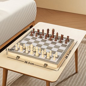 SPORTNOW Tablă de Șah Pliabilă pentru Șah și Dame cu Compartimente, din Lemn și Metal, 38.5x38.5x2.8 cm, Alb și Negru | Aosom Romania