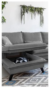 Colțar extensibil cu șezlong pe partea stângă Miuform Charming Charlie, gri închis