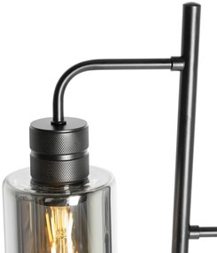 Lampa de podea moderna neagra cu sticla fumurie cu 2 lumini - Stavelot