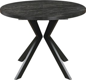 Masă de sufragerie extensibilă, beton închis/negru, 100-250x75,5 cm, LUKOS