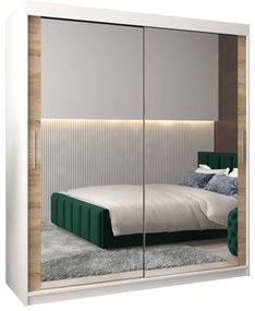 Dulap de haine 180 cm Toki 3 (alb mat + stejar sonoma). 1065086