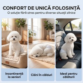 PawHut Scutece pentru Câini Masculi, 48 Bucăți cu Bandă Elastică Reglabilă, 62 x 20 cm, Alb | Aosom Romania