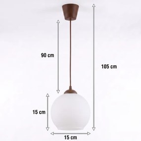 Brilagi - Lustru LED suspendat pe cablu RETRO GLASS 1xE27/60W/230V Ø 15 cm maro/alb