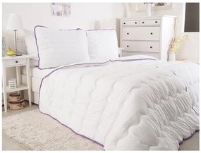 Patura quiltata pentru toate anotimpurile 140x200 cm cu perna STELLA LAVENDER 70x90 cm, alba