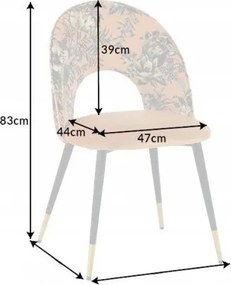 Set de 2 scaune moderne tapitate cu model floral Boutique galben