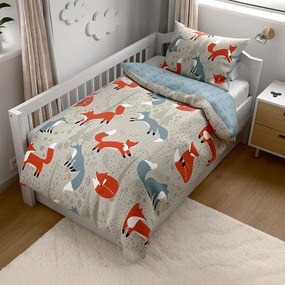 Lenjerie de pat din bumbac pentru patut FOXIVA gri Dimensiunile lenjeriei: 45 x 65 cm | 90 x 135 cm